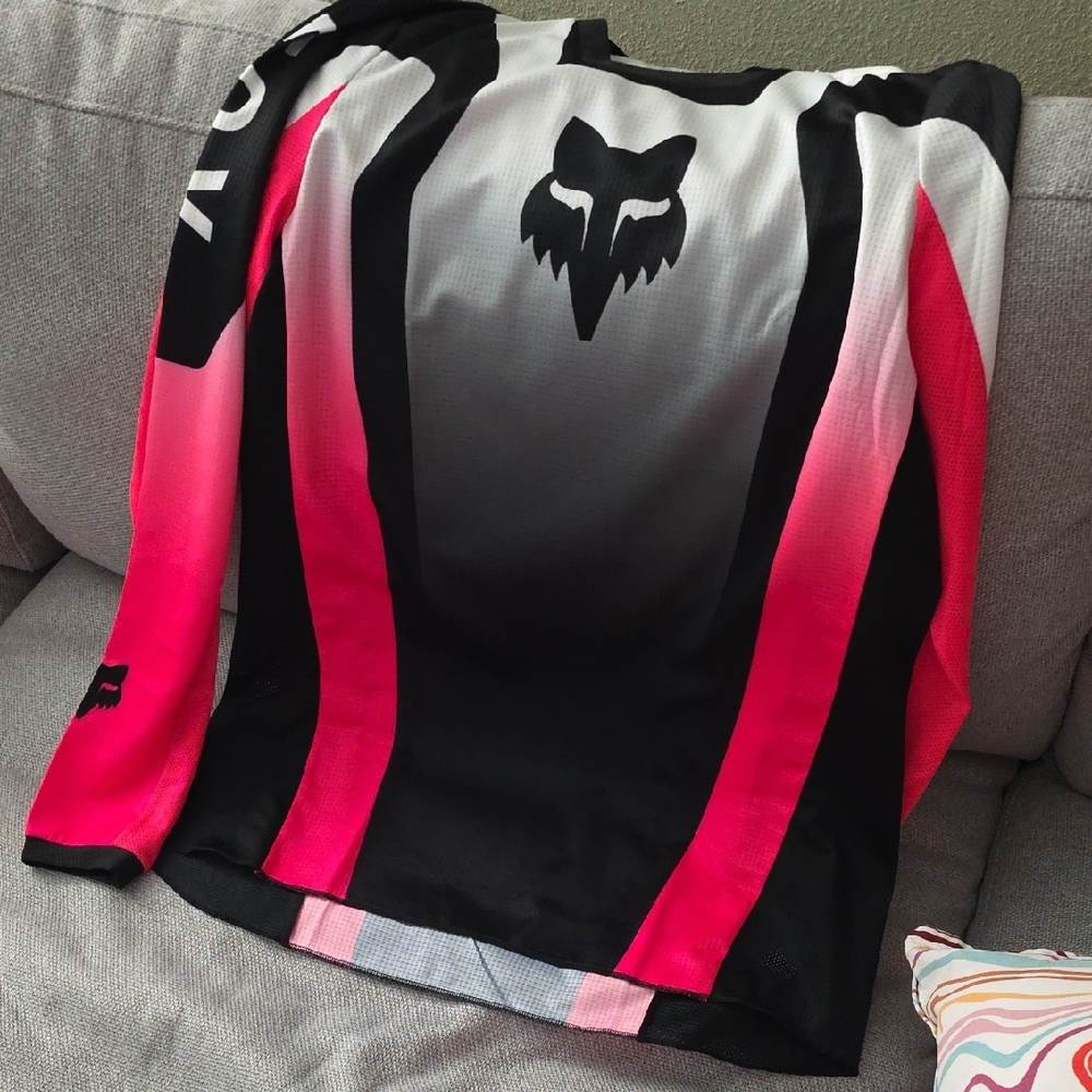 Fox Racing Women's Black and Pink Lean Motocross Jersey